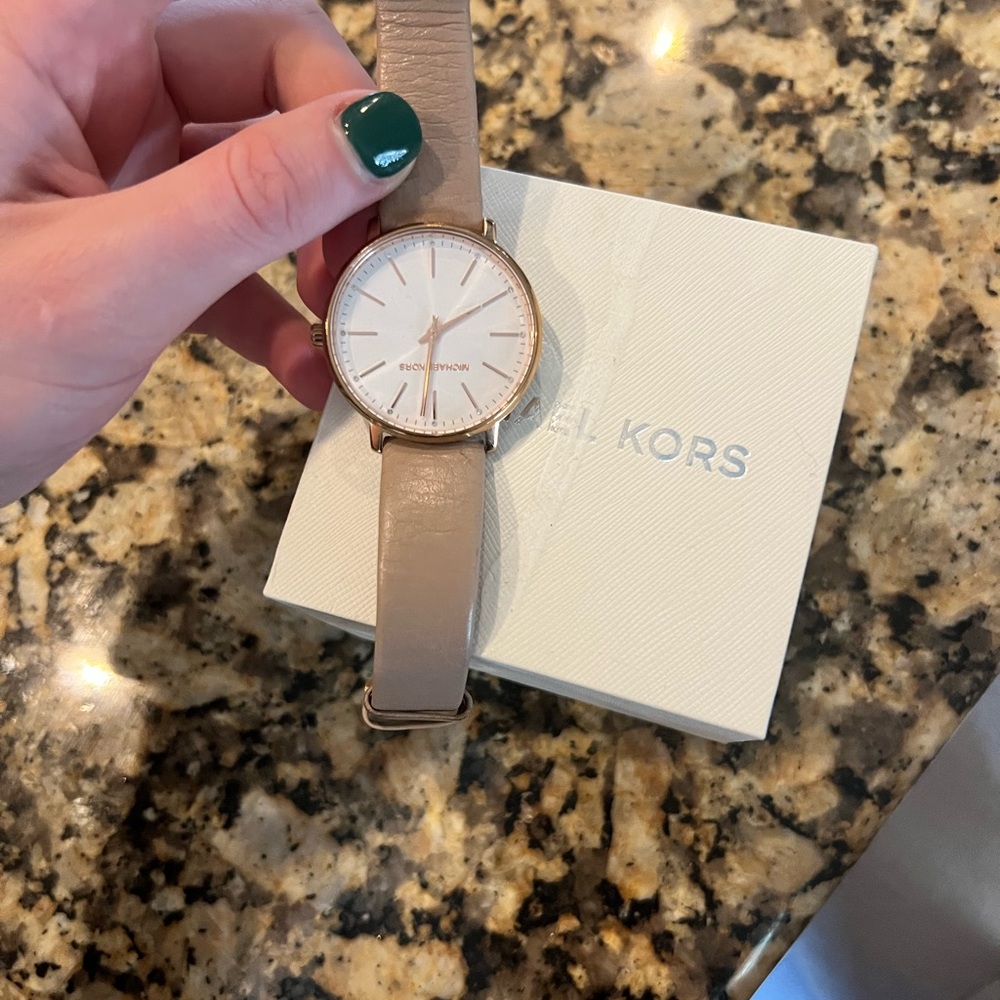 Michael Kors Rose Gold Pyper Leather Strap Watch 38mm